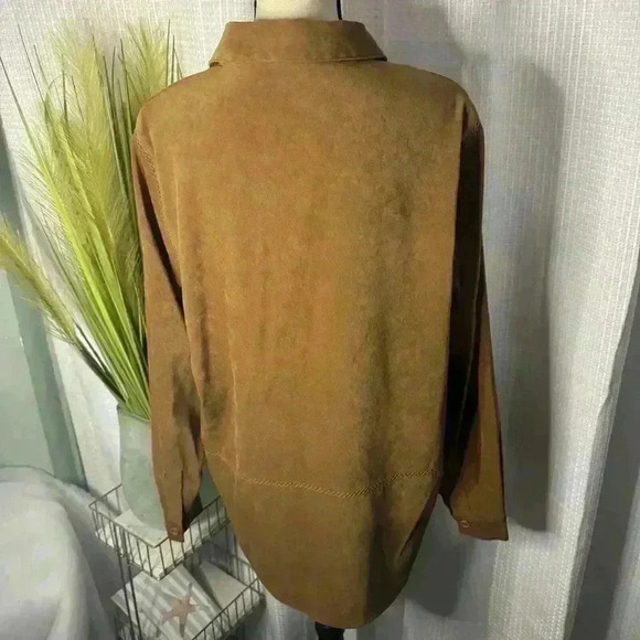 Bechamel Women’s Large Brown Suede Like Western Long Sleeve Button Up Top - Picture 5 of 10